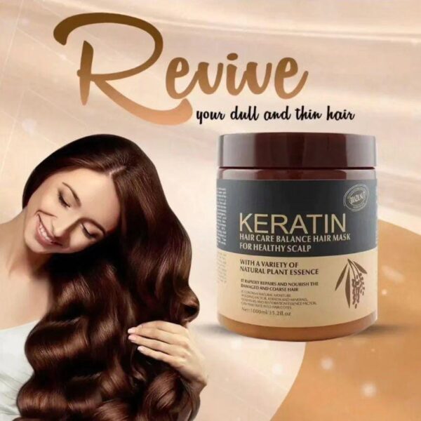 Keratin Hair Care Balance Mask for Healthy Scalp - Frizz Control & Shine Boost - Image 3