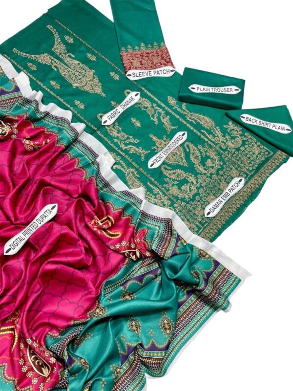 Stunning Lilac Embroidered Suit with Digital Printed Dupatta - 3-Piece Set - Image 3