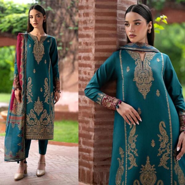 Stunning Lilac Embroidered Suit with Digital Printed Dupatta - 3-Piece Set