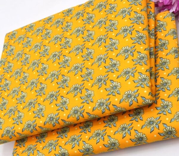 Vibrant Yellow Floral Marina Wool 2-Piece Fabric - Image 2