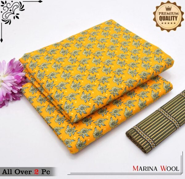 Vibrant Yellow Floral Marina Wool 2-Piece Fabric