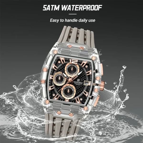 New NAVIFORCE Men's Quartz Multifunction Watches Fashion Sports Chronograph 5ATM Waterproof Silicone Band Casual Man Wrist Watch - Image 5